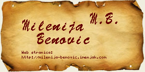 Milenija Benović vizit kartica
